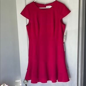 Eliza J. Fuchsia Midi dress,size 14,color berry. Tiered,cap sleeve.zipper. NWT